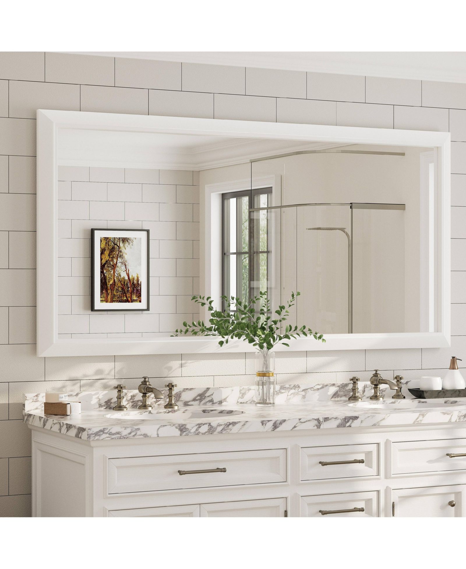 Apmir 72" x 36" Inch Thick Metal Framed Wall Mirrors for Bedroom, Rectangle Wall-Mounted Mirrors