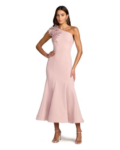 Mac Duggal Women's One Shoulder Crepe Trumpet Midi Dress