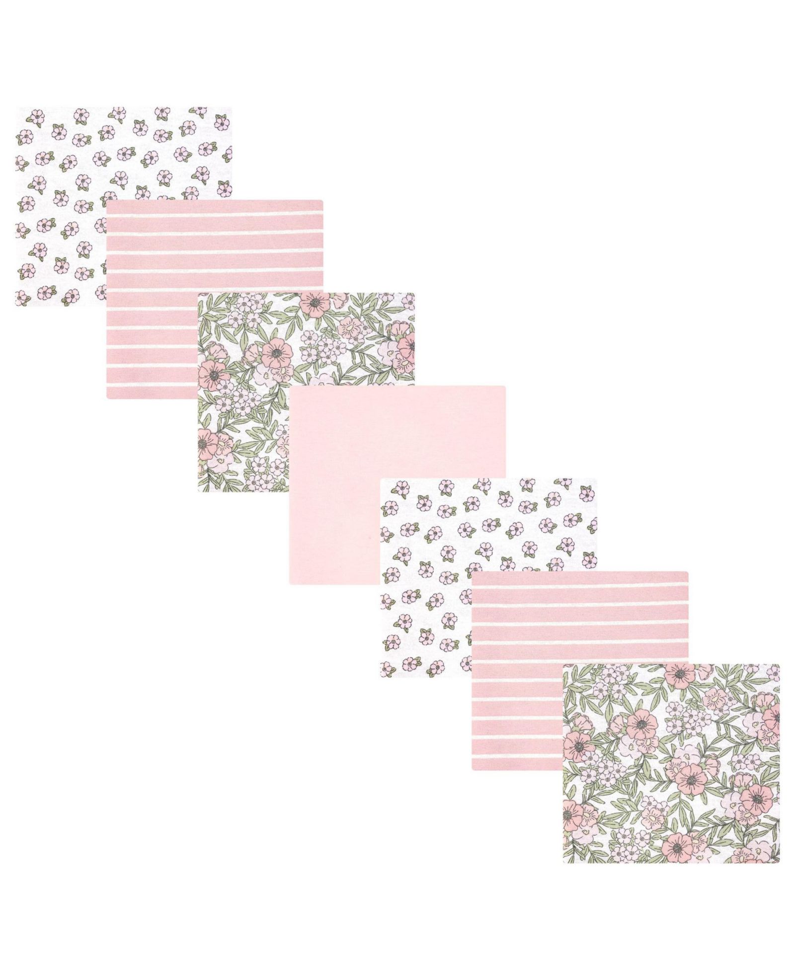 Hudson Baby Girl Cotton Poly Flannel Receiving Blankets Bundle 7-Pack, Soft Pink Floral, One Size