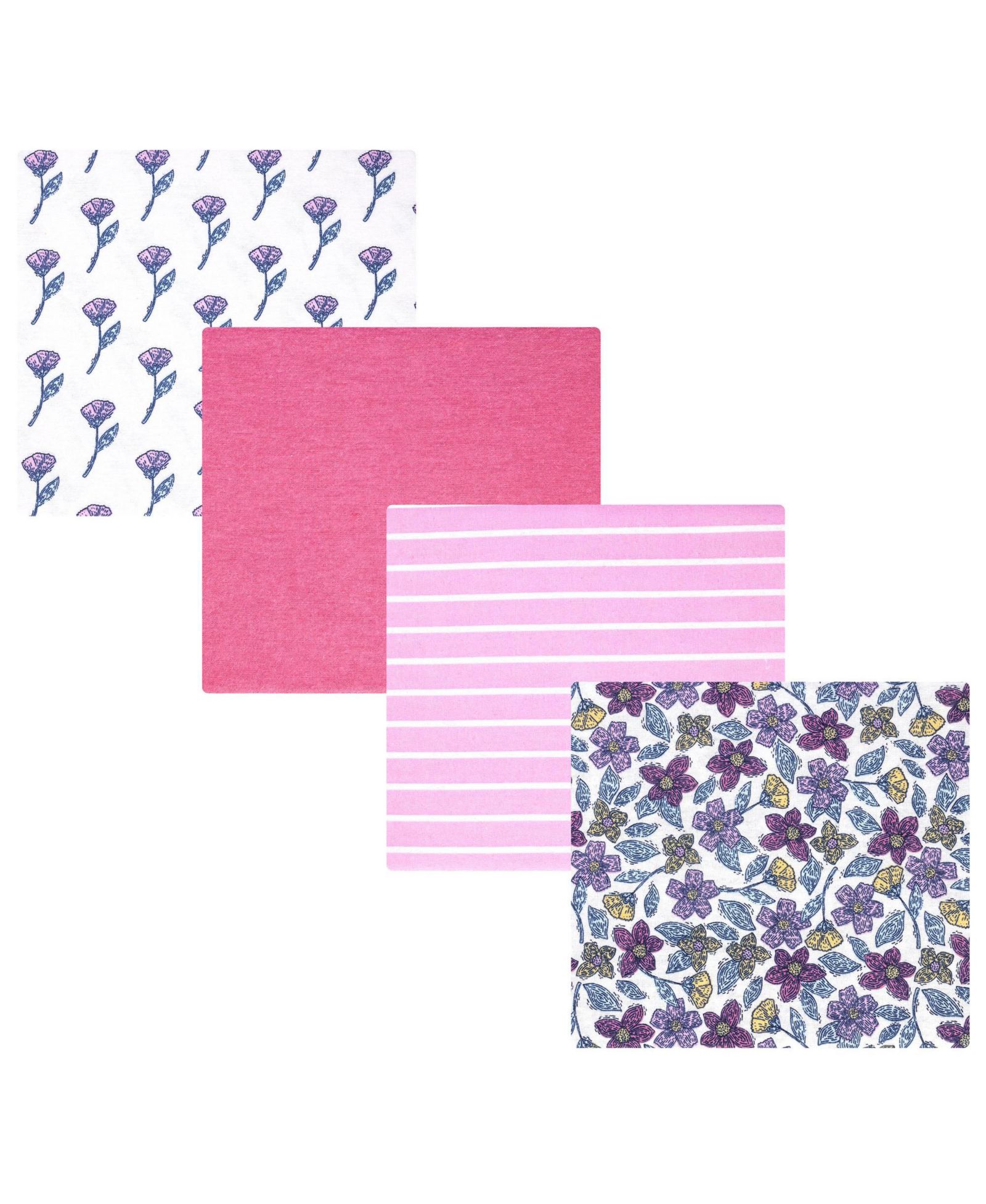 Детское одеяло Hudson Baby Girl Cotton Poly Flannel Receiving, Begonia Pink Floral, One Size