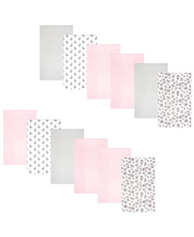 Детские фланелевые пеленки Hudson Baby, набор 12 шт, Pink Primrose, One Size