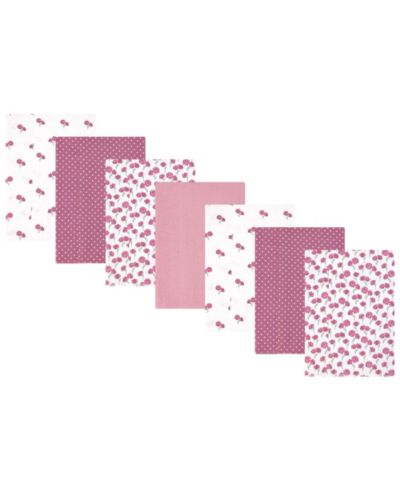 Слюнярики Hudson Baby Girl Cotton Poly Flannel Burp Cloths 7-Pack, Wild Rose Floral, One Size