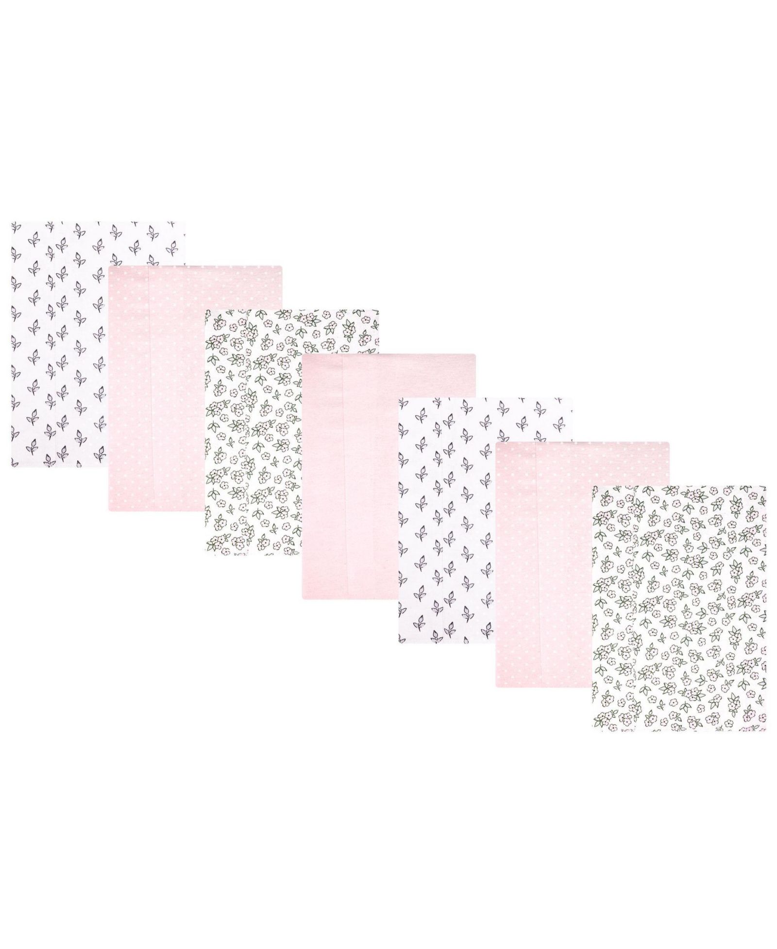 Hudson Baby Girl Cotton Poly Flannel Burp Cloths 7-Pack, Pink Primrose, One Size