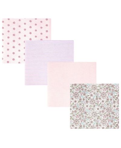 Детское фланелевое одеяло Hudson Baby Girl Cotton Poly, нежно-розовое с цветочным принтом, One Size