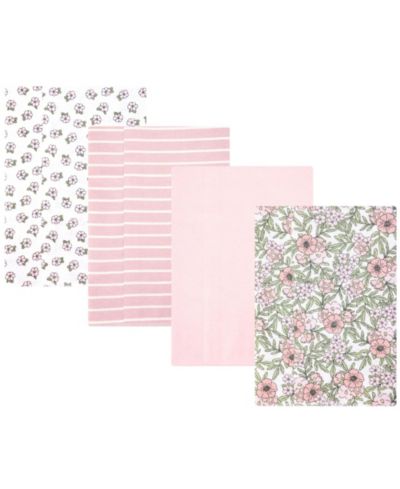 Hudson Baby Набор салфеток для срыгивания из хлопка и полиэстера, 4 шт, Soft Pink Floral, One Size