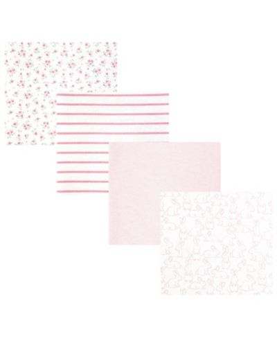 Детские фланелевые пеленки Hudson Baby Girl Cotton Poly, набор 4 шт., Wispy Wild Flower Bunny, One Size