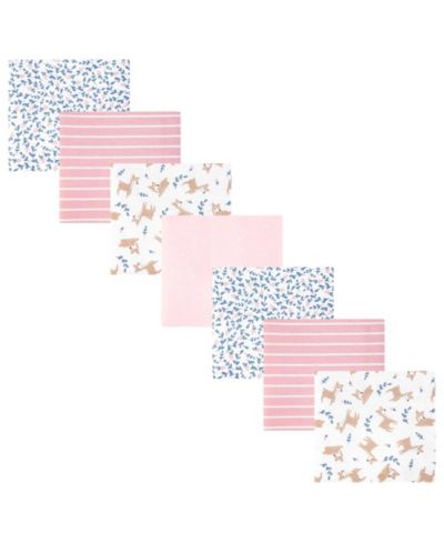 Hudson Baby Girl Cotton Poly Flannel Receiving Blankets Bundle 7-Pack, Loves Me Deerly, One Size