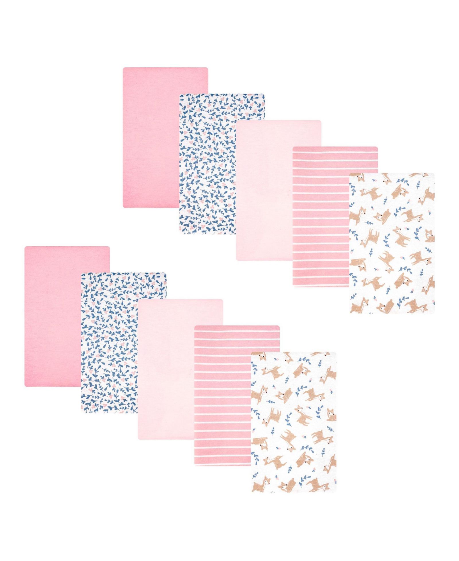 Hudson Baby Girl Cotton Poly Flannel Burp Cloths 10-Pack, Loves Me Deerly, One Size