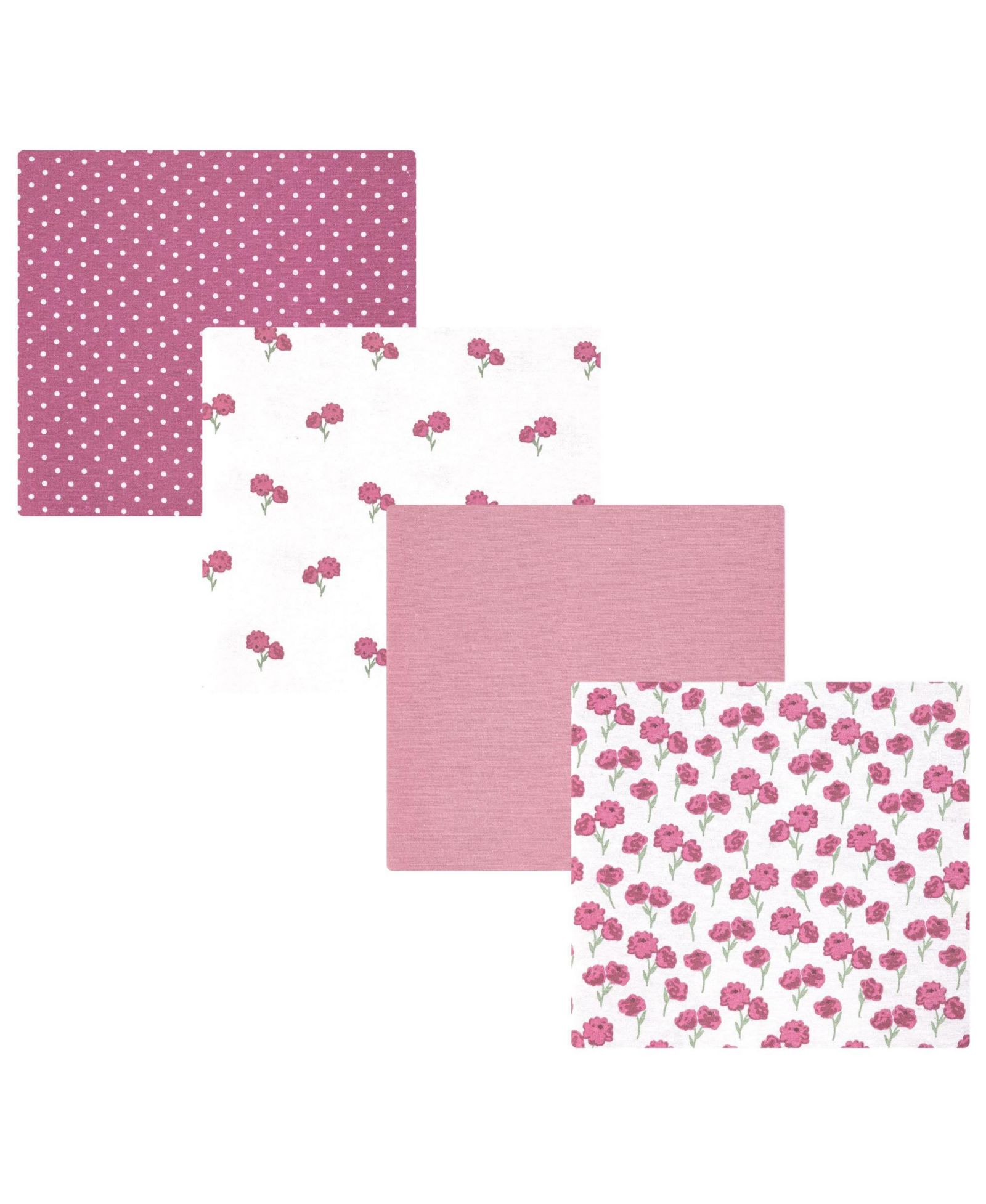 Hudson Baby Детское фланелевое одеяло 4-Pack, Wild Rose Floral, One Size