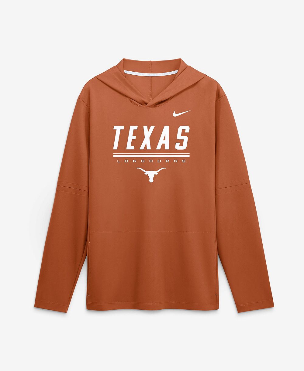 Мужская футболка Nike Texas Orange Texas Longhorns 2026 Sideline Lightweight Long Sleeve Hooded Dri-FIT