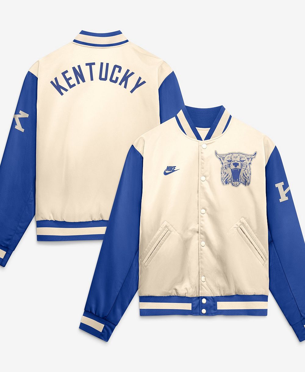 Мужская бомбер-куртка nike natural/royal kentucky wildcats legacy с полной застежкой