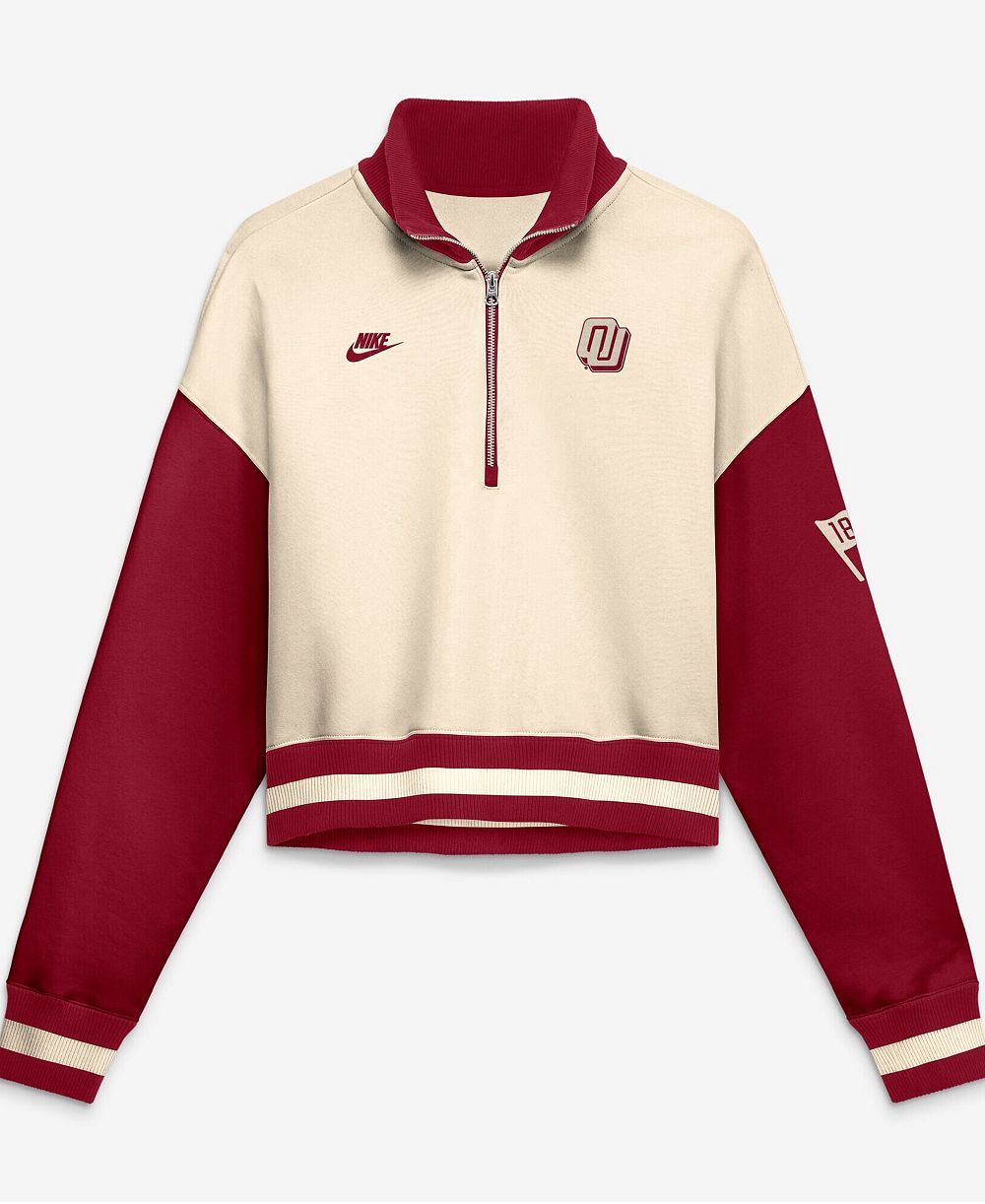 Женское свитшот Nike Oklahoma Sooners Oversized с воротником-стойкой и молнией