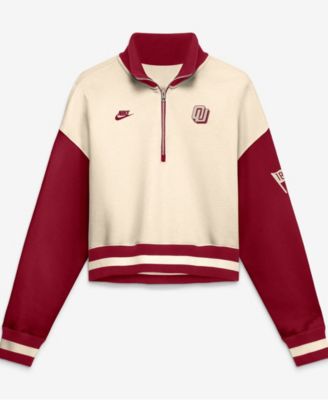 Nike Women's Oklahoma Sooners Oversized Mock-Neck Quarter-Zip Pullover Sweatshirt