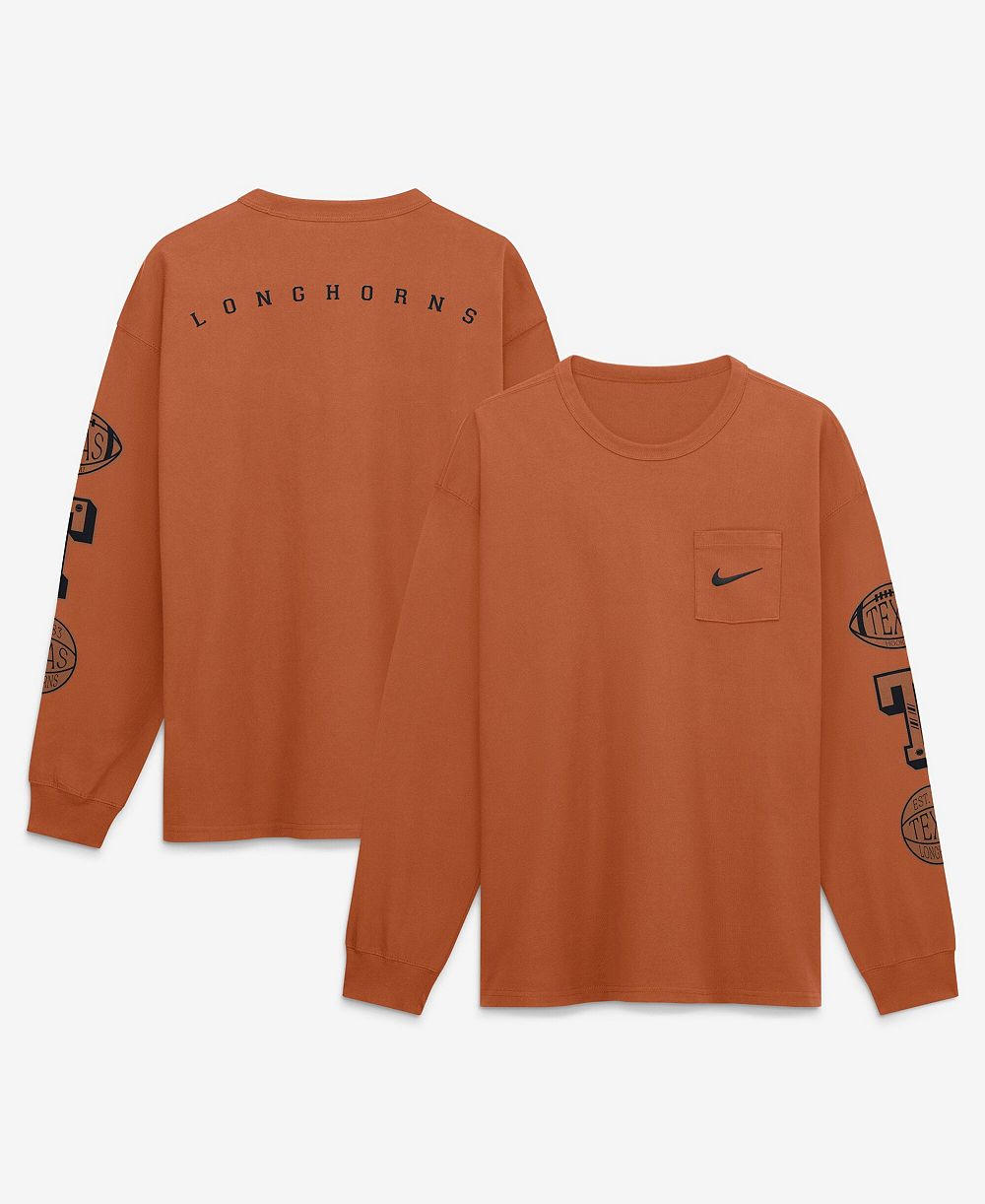 Men's Nike Texas Orange Texas Longhorns Academic Long Sleeve Pocket T-Shirt