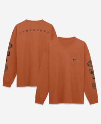 Мужская футболка Nike с длинным рукавом и карманом, оранжевая, Texas Longhorns, академическая
