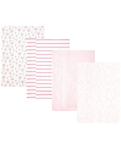 Hudson Baby салфетки для срыгивания из хлопка и полиэстера, набор 4 шт, Wispy Wild Flower Bunny