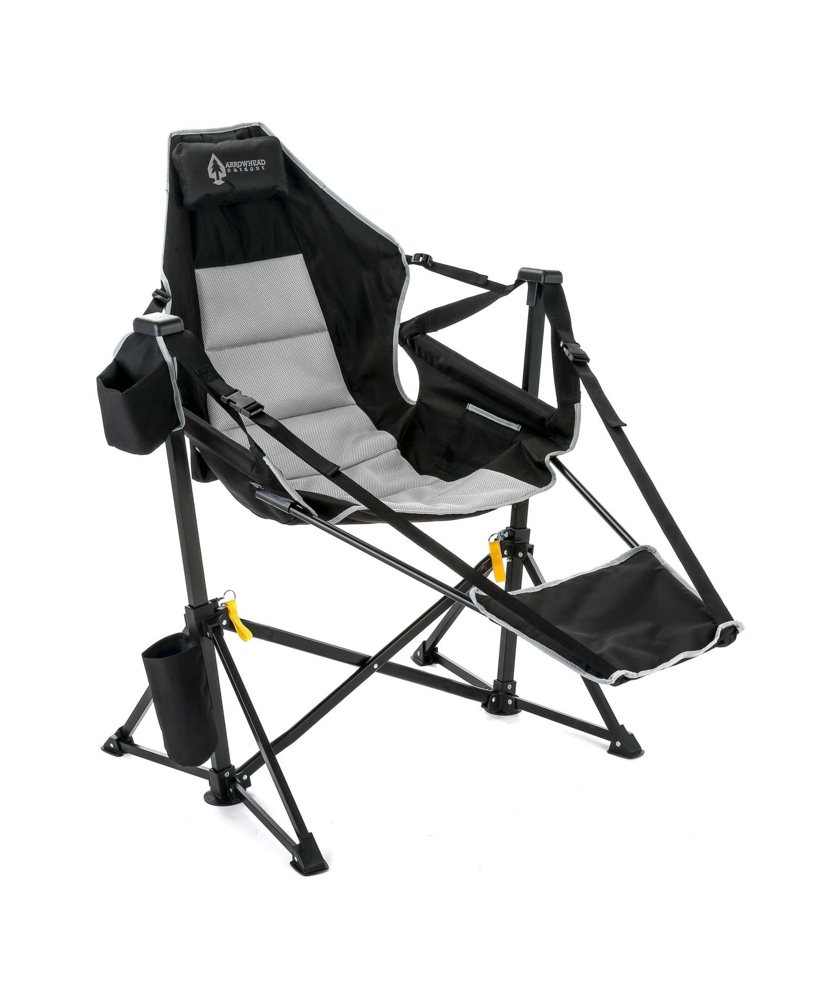 ARROWHEAD OUTDOOR 2-Pack Folding Hammock Camp Chair, Detachable Footrest, Padded Headrest Seat, 2x Large Cup Holders, Supports 300lbs.