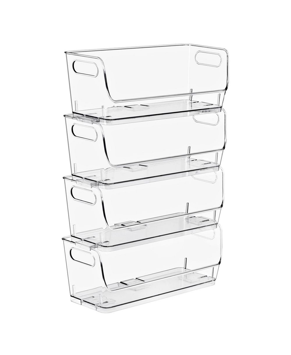 Sorbus 4 Pack Small Narrow Open Front Stackable Storage Bins for Kitchen and Pantry Organization