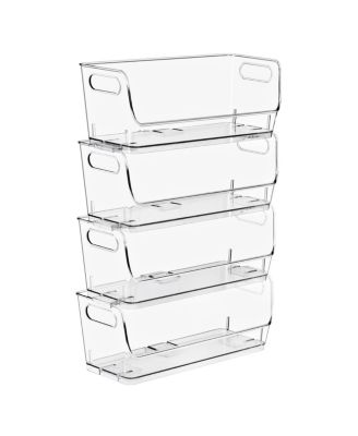Sorbus 4 Pack Small Narrow Open Front Stackable Storage Bins for Kitchen and Pantry Organization