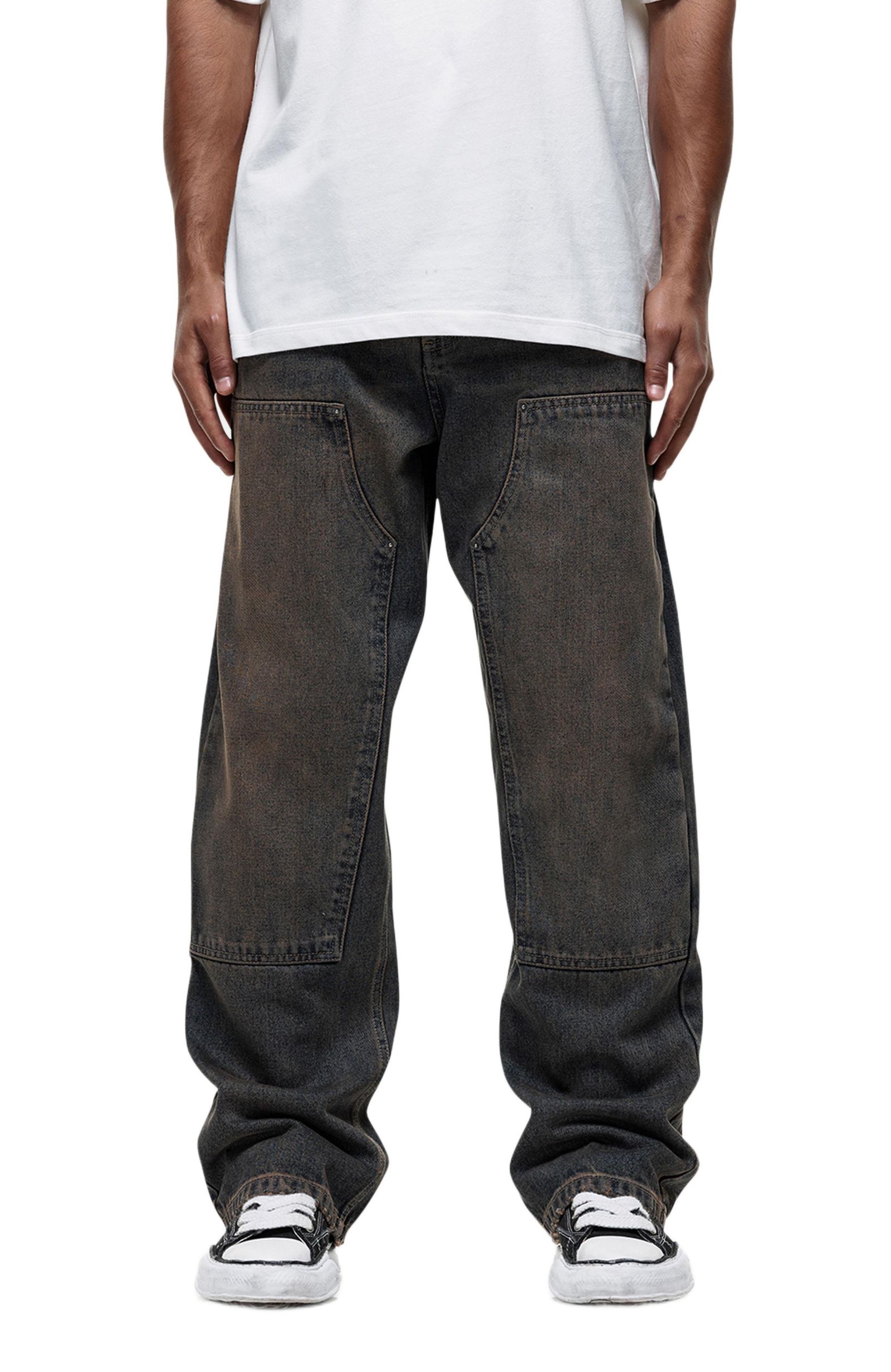 Good For Nothing Men's Traipes Blue Washed Baggy Denim Jeans