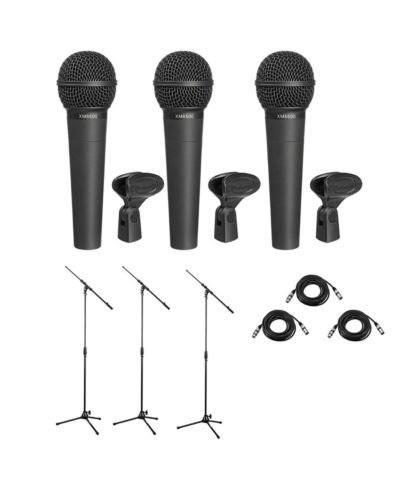Динамический кардиоидный вокальный микрофон Behringer ULTRAVOICE XM8500, комплект с кабелем XLR 25' и штативом, 3 шт