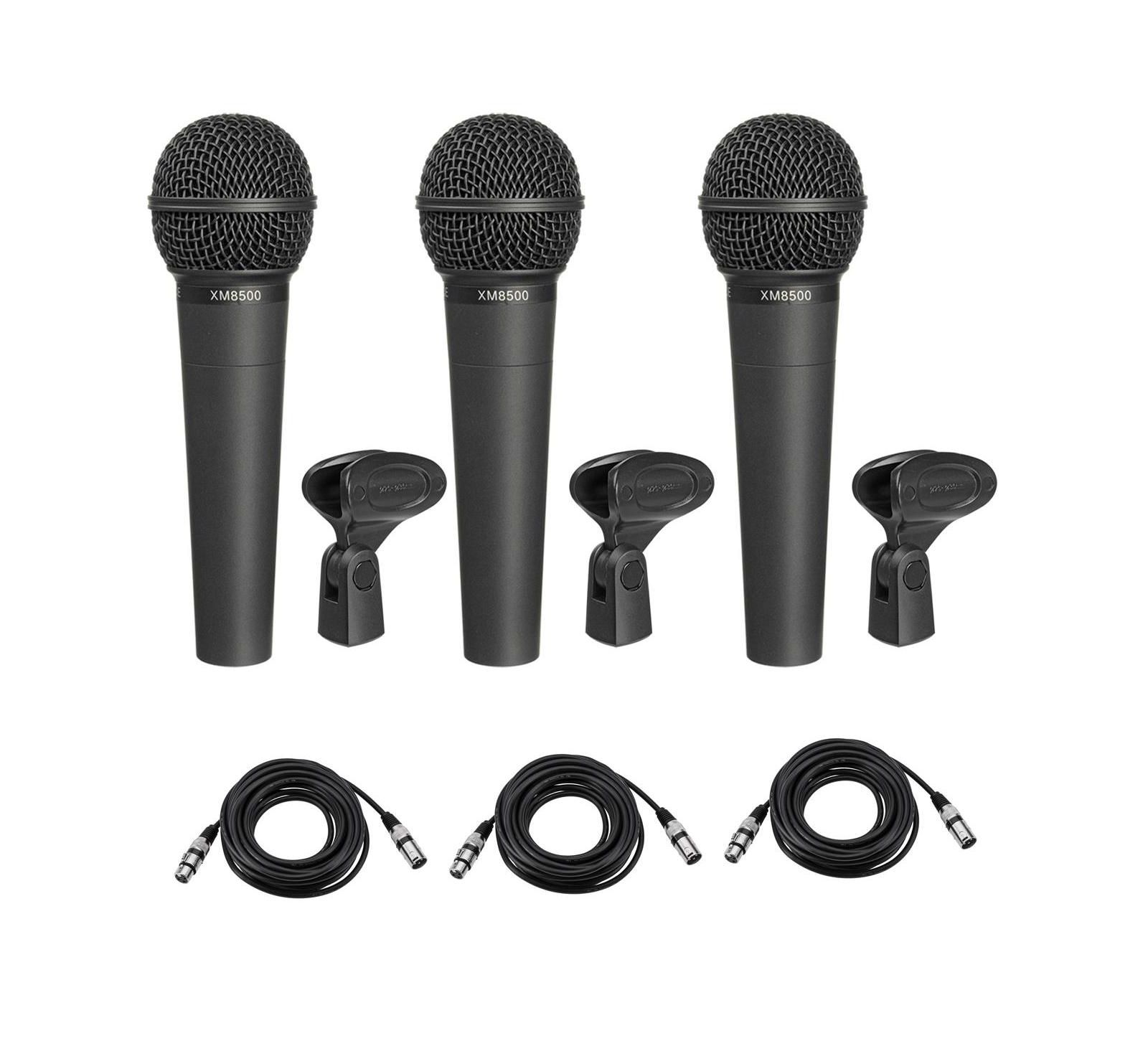 Behringer микрофоны динамические вокальные XM8500 [3 шт], комплект с кабелем XLR 25'