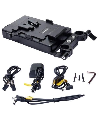 Andycine Multi-Output V-Mount Battery Plate with Rod Mount and Cheese Plate for DSLR Cameras and Monitors