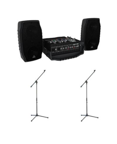 Behringer Europort PPA200 портативная PA-система на 200 Вт, 5 каналов с опцией беспроводного микрофона, процессор KLARK TEKNIK Multi-FX - в комплекте 2 шт Samson