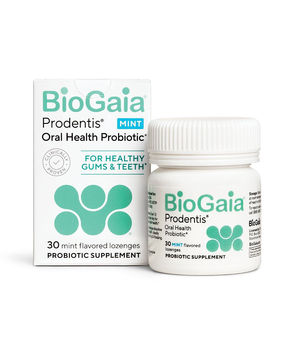 BioGaia Prodentis Рекомендованный Стоматологами Пробиотик Для Ротовой Полости | Лечение Неприятного Запаха Для Взрослых | Здоровые Десны И Зубы | Мятные Леденцы | 30 Шт