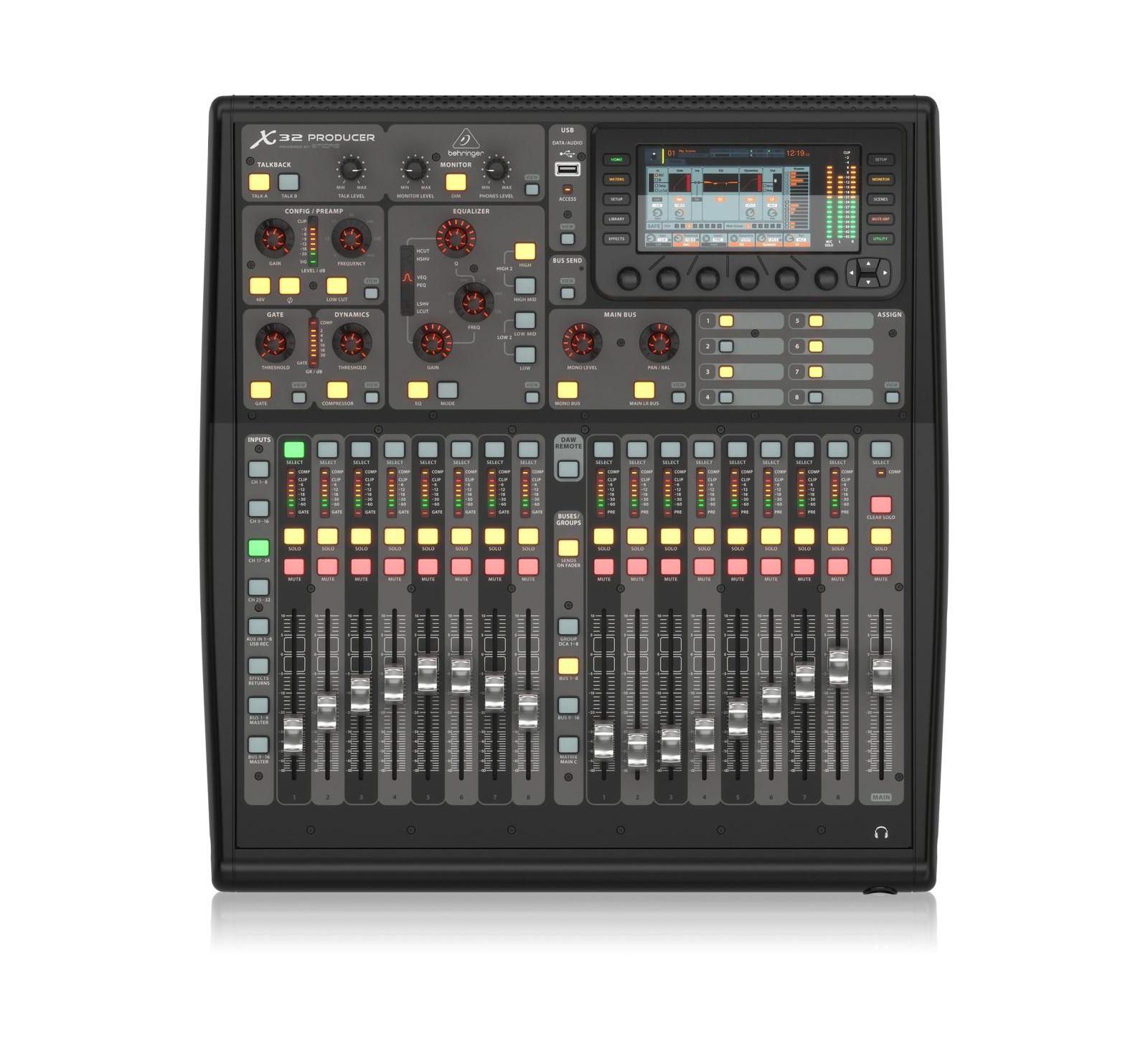 Behringer X32 PRODUCER цифровая микшерная консоль на 40 входов, 25 шин с 16 программируемыми MIDAS преампами и 32 каналами