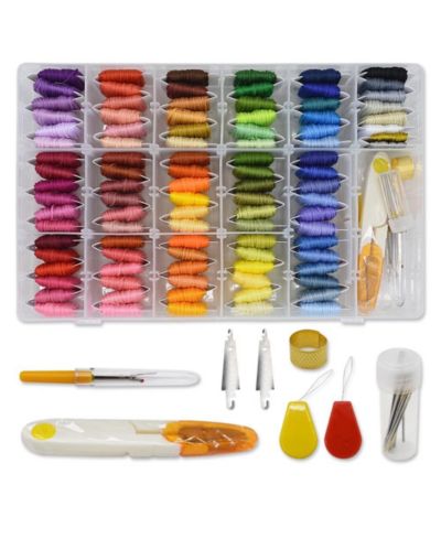 Набор для рукоделия GNUADZ 96 Color Embroidery Floss Cotton Bobbins Cross Bracelets Crafts Kit