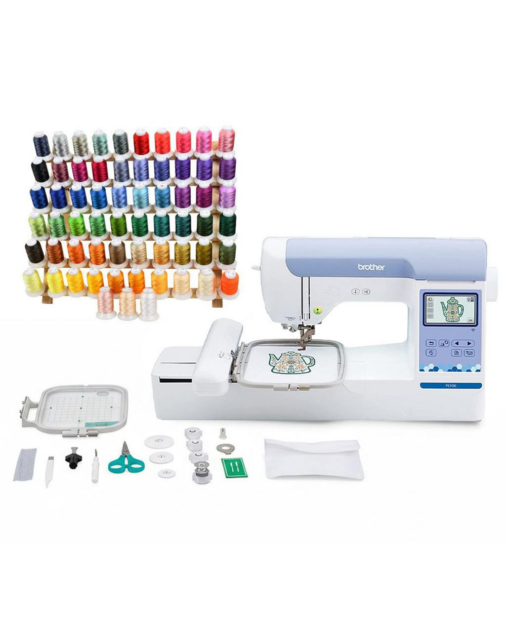 Brother Elite PE900 Embroidery Machine Bundle with 63-Color Thread Set