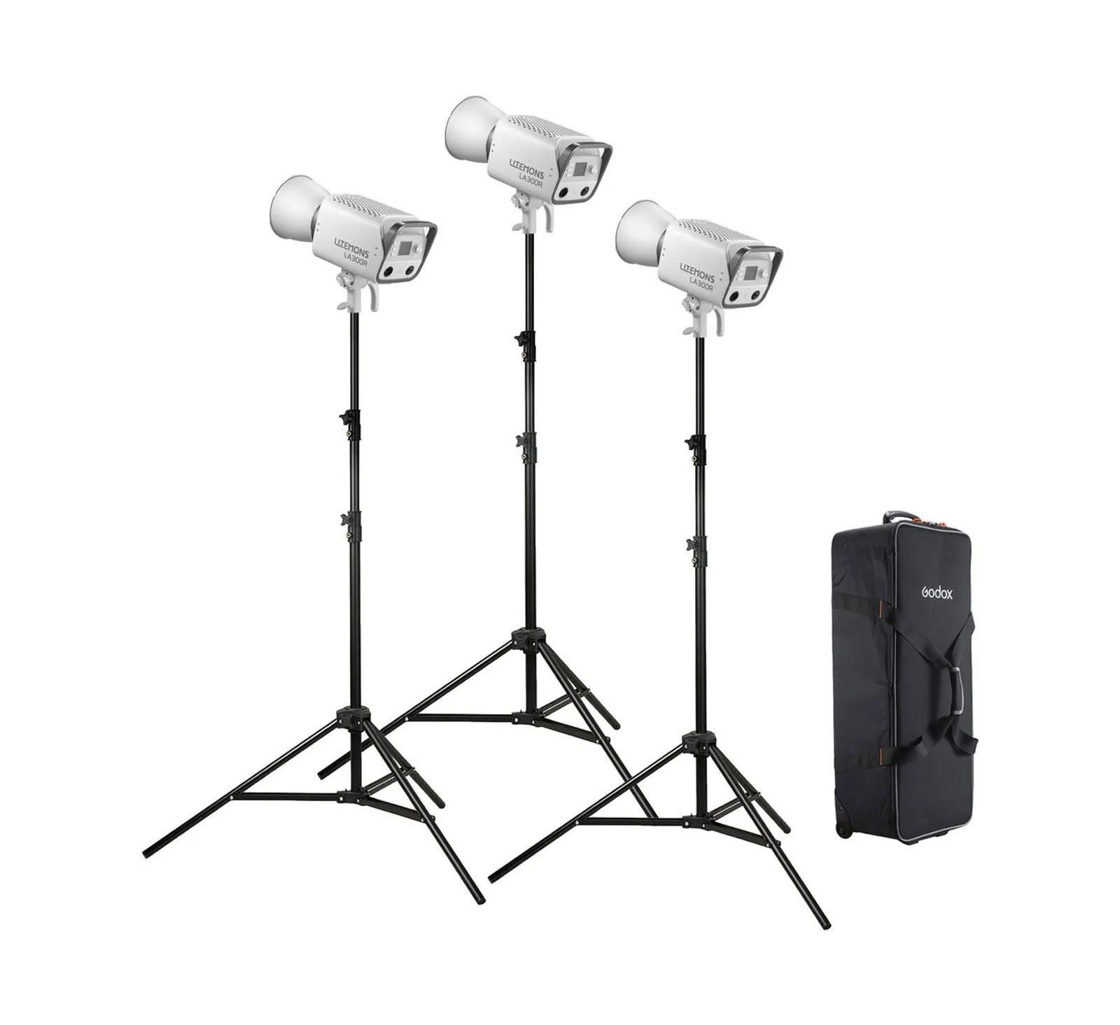 Godox Litemons LA300R RGB LED Monolight with Multiple Lighting Modes, 3-Light Kit Compatible with Bowens Mount