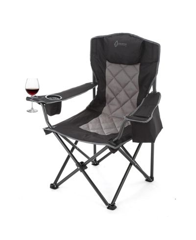 ARROWHEAD OUTDOOR Folding Camp Chair w/ Headrest, Cup and Wine Glass Holder, Armrest 6-can Cooler, Carry Bag, 550 lbs Capacity