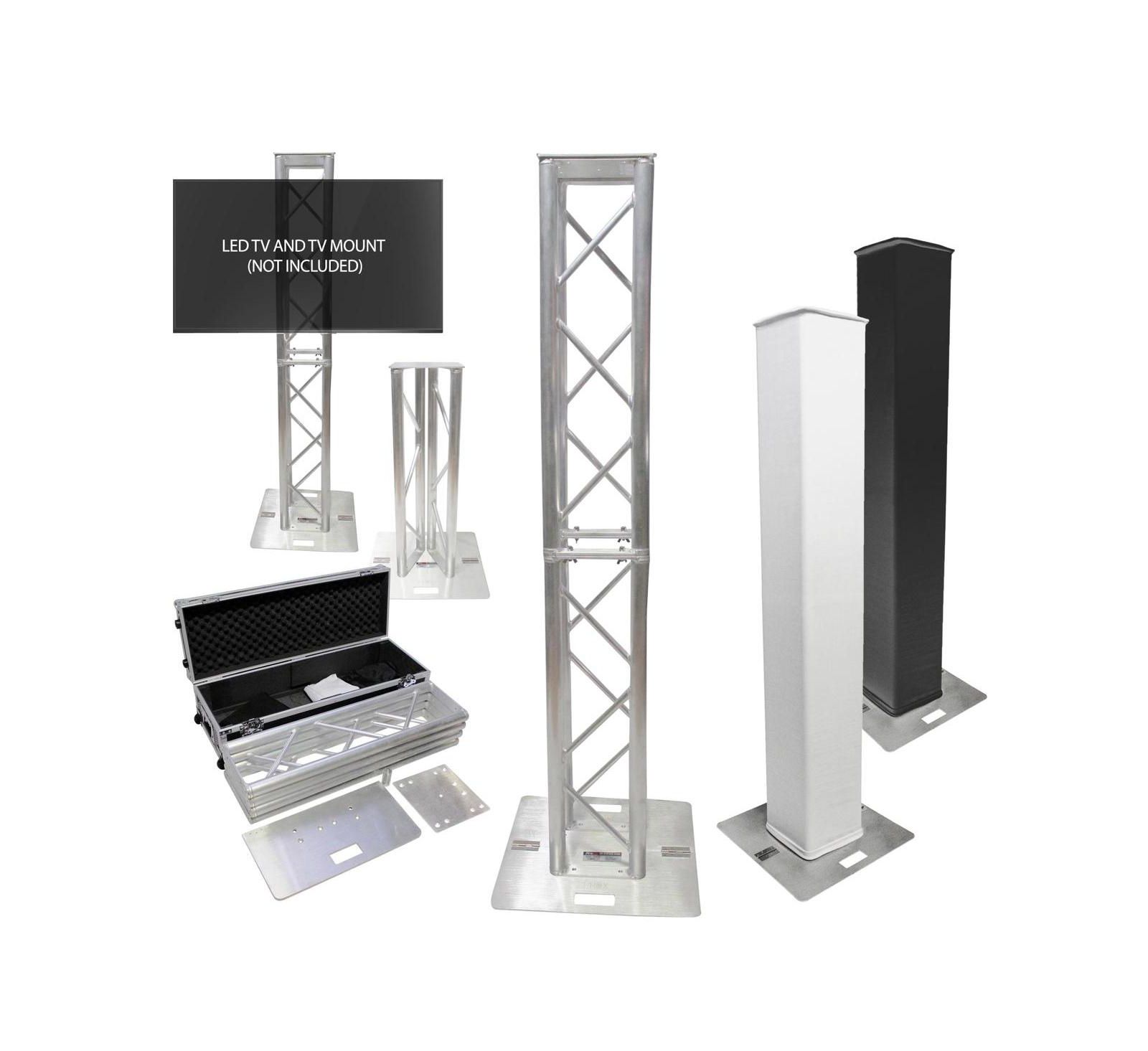Prox Xt-FTP328-656 Flex Tower Adjustable Portable Tower Totem Package with Road Case, 2m or 1m