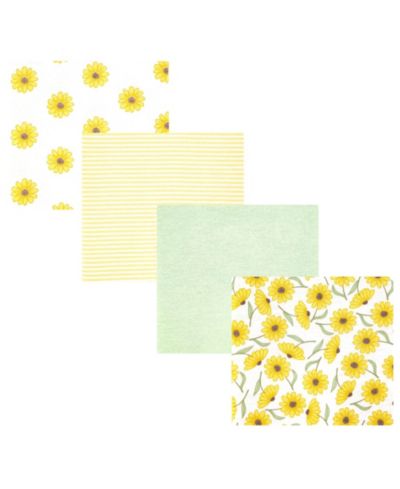 Hudson Baby Girl Cotton Poly Flannel Receiving Blankets, Yellow Daisy, One Size