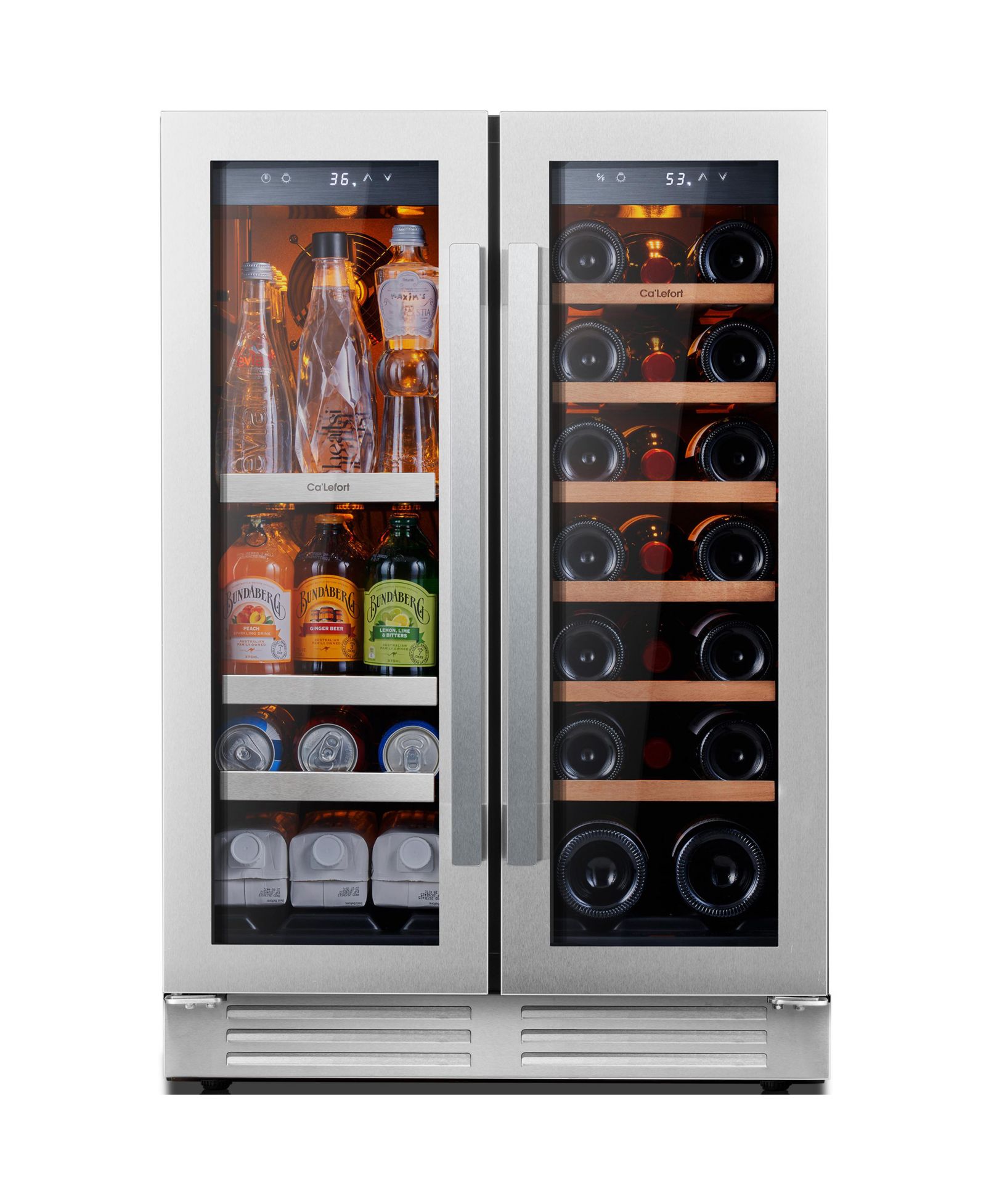 Ca'Lefort Wine and Beverage Refrigerator 24 Inch Dual Zone Wine cooler Holds 20 Bottles &60 Cans,Built-in/Freestanding Wine Fridge