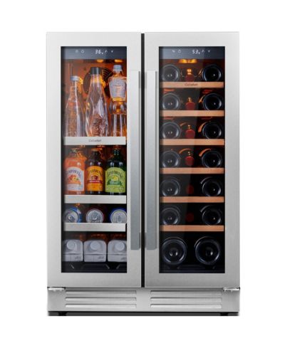 Ca'Lefort Wine and Beverage Refrigerator 24 Inch Dual Zone Wine cooler Holds 20 Bottles &60 Cans,Built-in/Freestanding Wine Fridge
