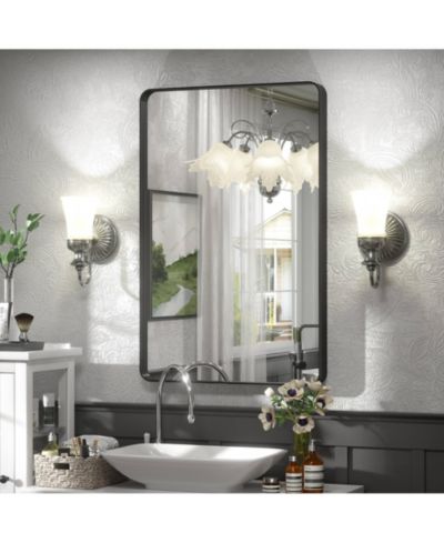 Apmir High-Strength Tempered Glass and Aluminum Alloy Framed Wall Decor Bathroom Vanity Mirror
