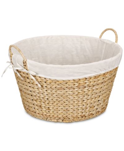 Household Essentials Round Wicker Laundry Basket with Handles