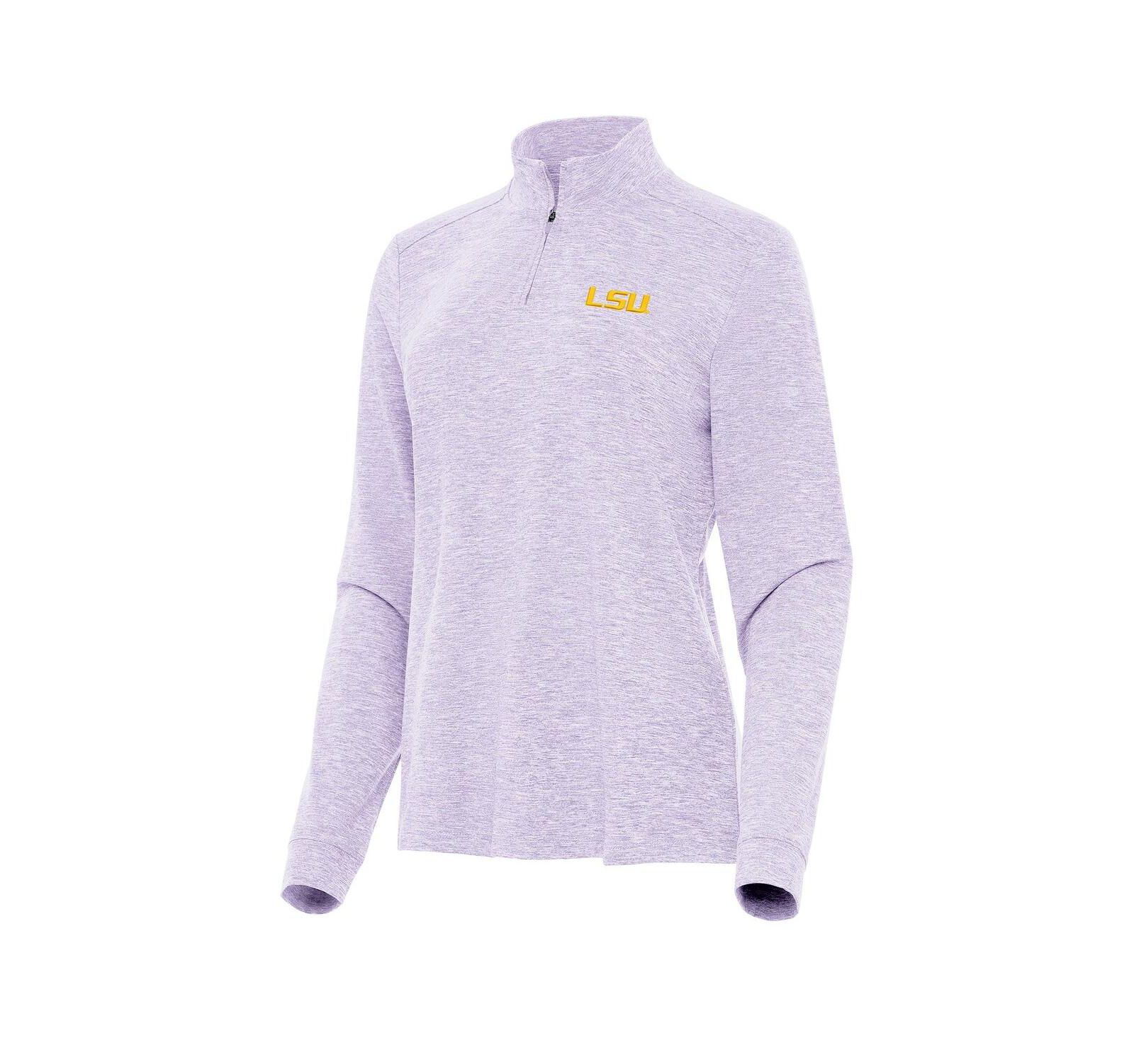 Женская рубашка Antigua LSU Tigers Mentor Long Sleeve Quarter-Zip Mock Polo
