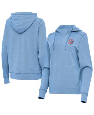 Женское худи Antigua Women's Heather Powder Blue Chicago Cubs Alternate Logo Justice Pullover