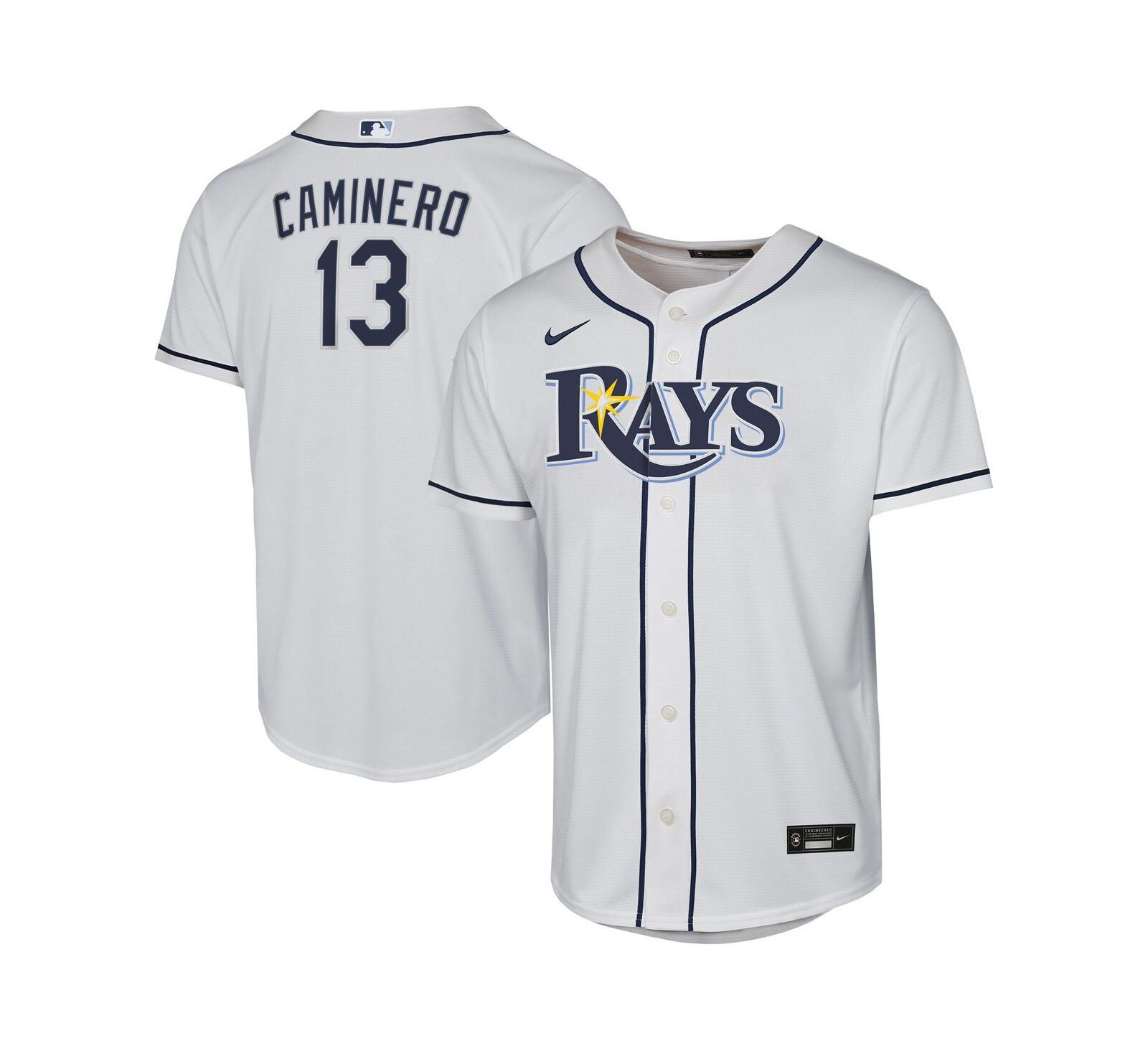 Детская джерси Nike Big Boys and Girls Junior Caminero White Tampa Bay Rays Home Replica Player