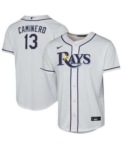Детская джерси Nike Big Boys and Girls Junior Caminero White Tampa Bay Rays Home Replica Player