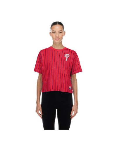 New Era Женская боксы-футболка New Era Philadelphia Phillies Throwback Meshback Pinstripe красная