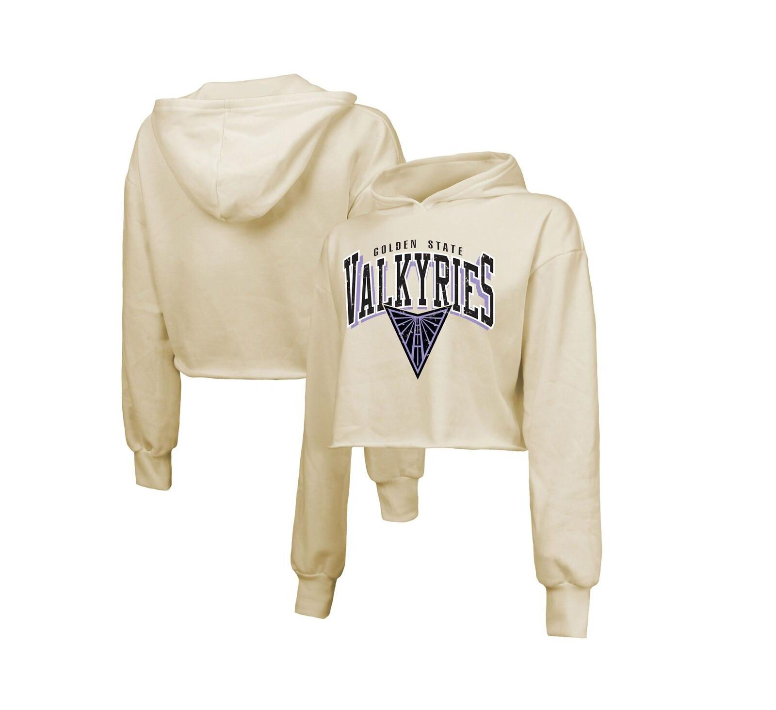 Женское укороченное худи Majestic Threads Cream Golden State Valkyries Circus Shot Drop Shoulder Tri-Blend Cropped