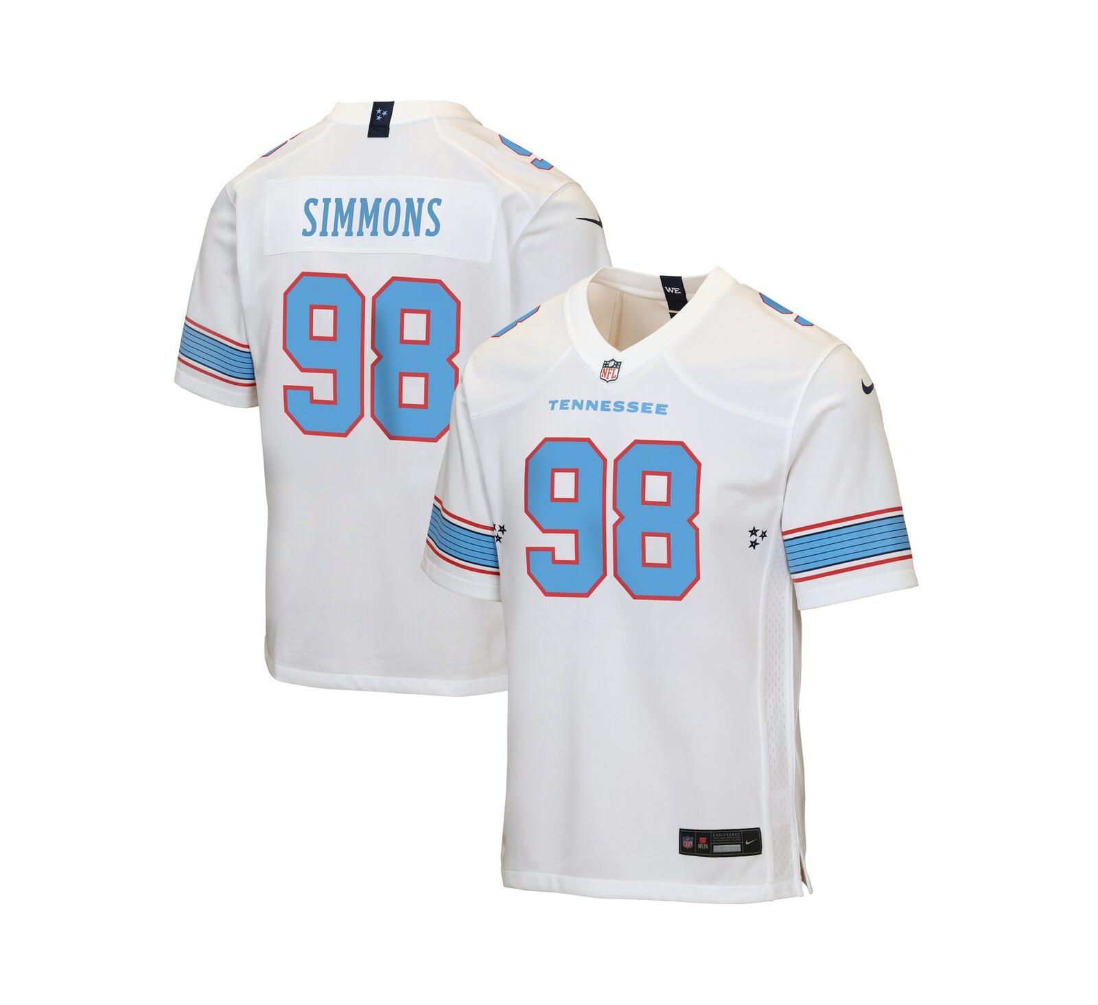Nike Детское игровое джерси Tennessee Titans Jeffery Simmons, белое