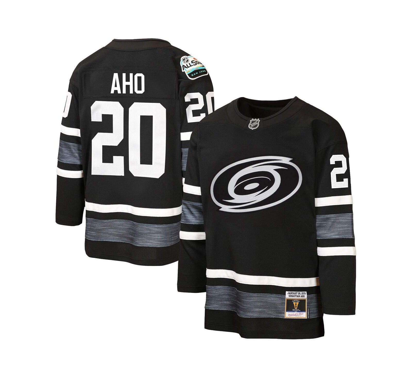 Mitchell & Ness джерси Sebastian Aho Black Carolina Hurricanes 2019 All-Star Game Power Play для мальчиков и девочек