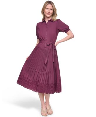 Платье-рубашка Jessica Howard Women's с коротким рукавом и заниженной талией