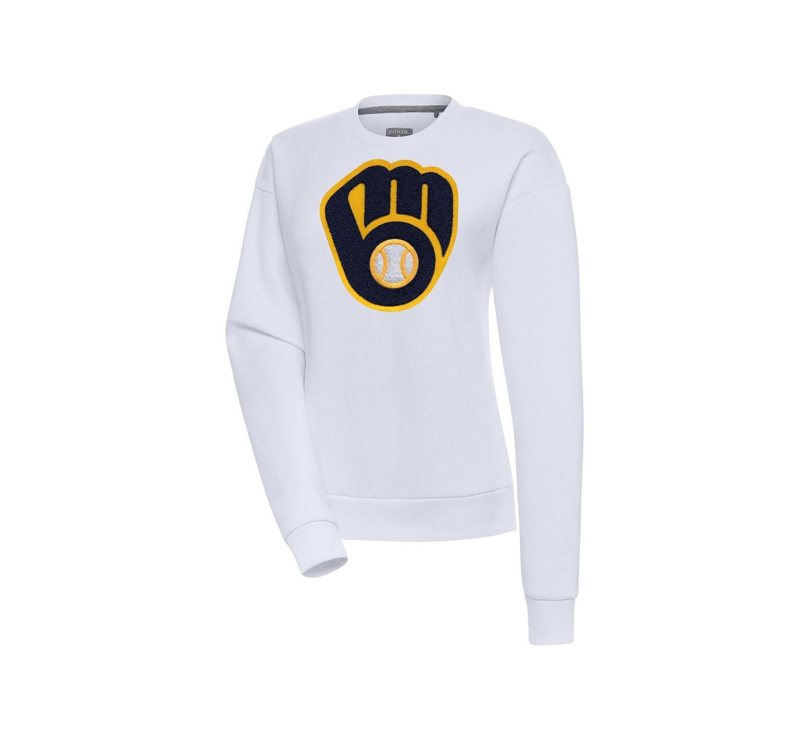 Antigua Женская белая толстовка Milwaukee Brewers Victory Chenille Pullover Sweatshirt